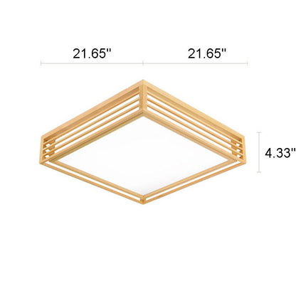 Japanese Style Wooden Frame LED Ceiling Light