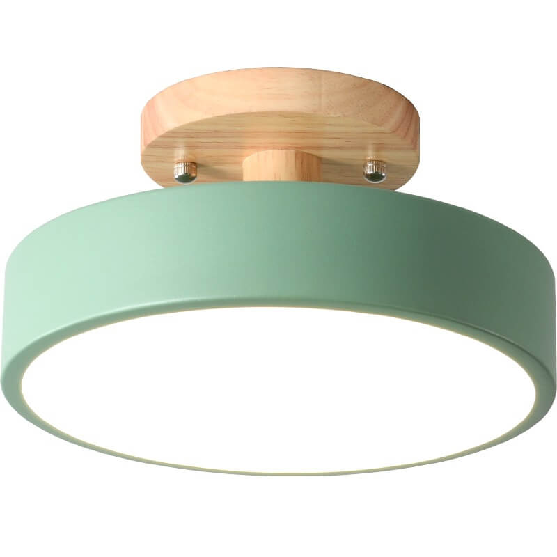 Scandinavian Wood Accent Round Ceiling Light