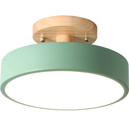 Scandinavian Wood Accent Round Ceiling Light