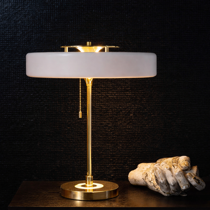 WOMO Mid-Century Round Table Lamp with Pull Chain-WM8009