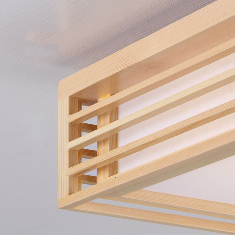 Japanese Style Wooden Frame LED Ceiling Light