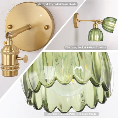 Vintage Brass and Glass Wall Light
