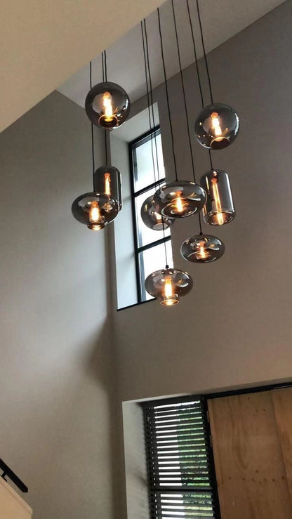Smoked Glass Foyer Chandelier