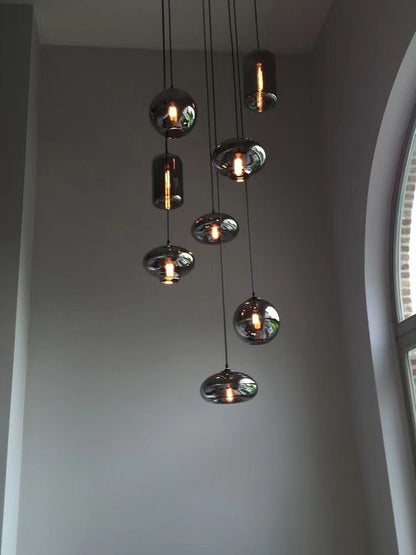 Smoked Glass Foyer Chandelier