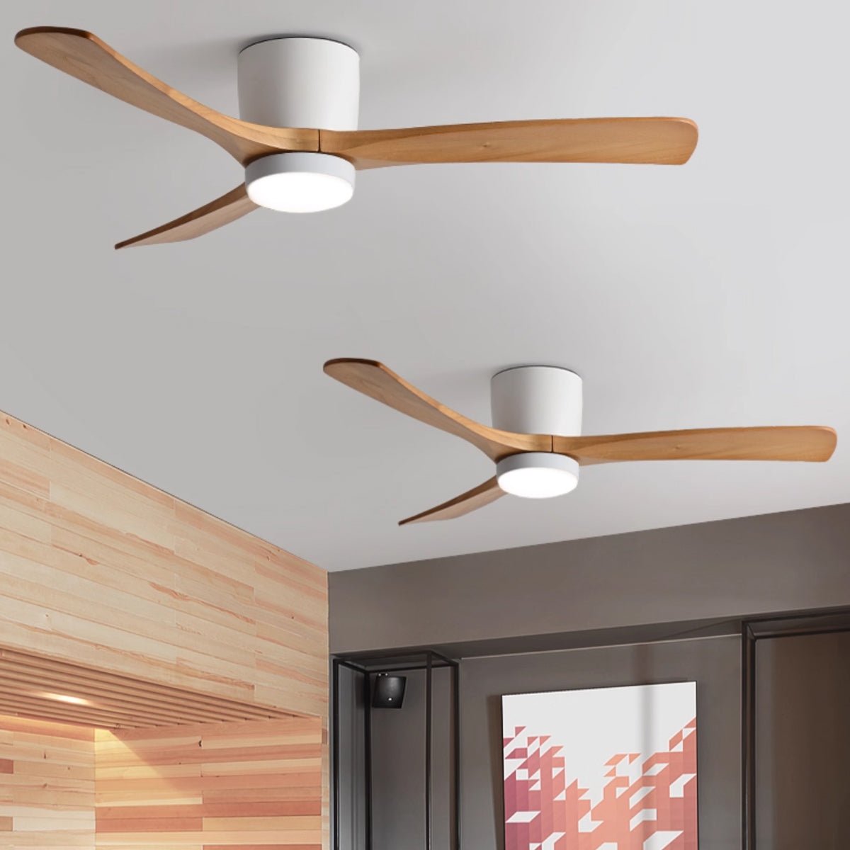 Modern Wooden LED Ceiling Fan Light