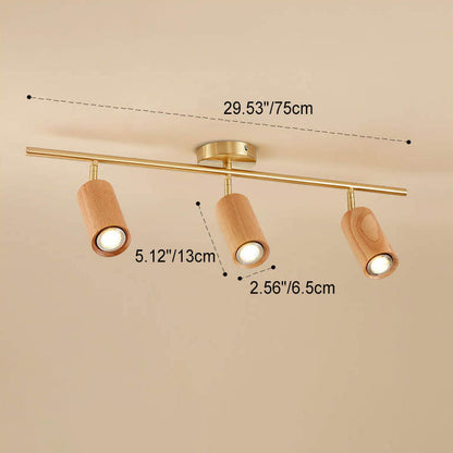 Modern Wood Cylinder Spotlight Ceiling Light