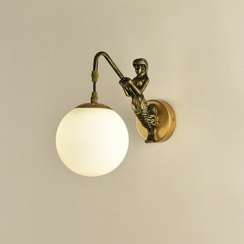 Vintage Mermaid Globe Wall Sconce