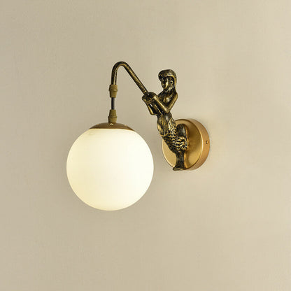 Vintage Mermaid Globe Wall Lamp