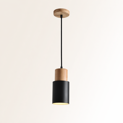 Minimalist Wood Cylinder LED Pendant Light