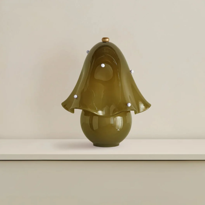Lumera White Glass Table Lamp with Copper Accent