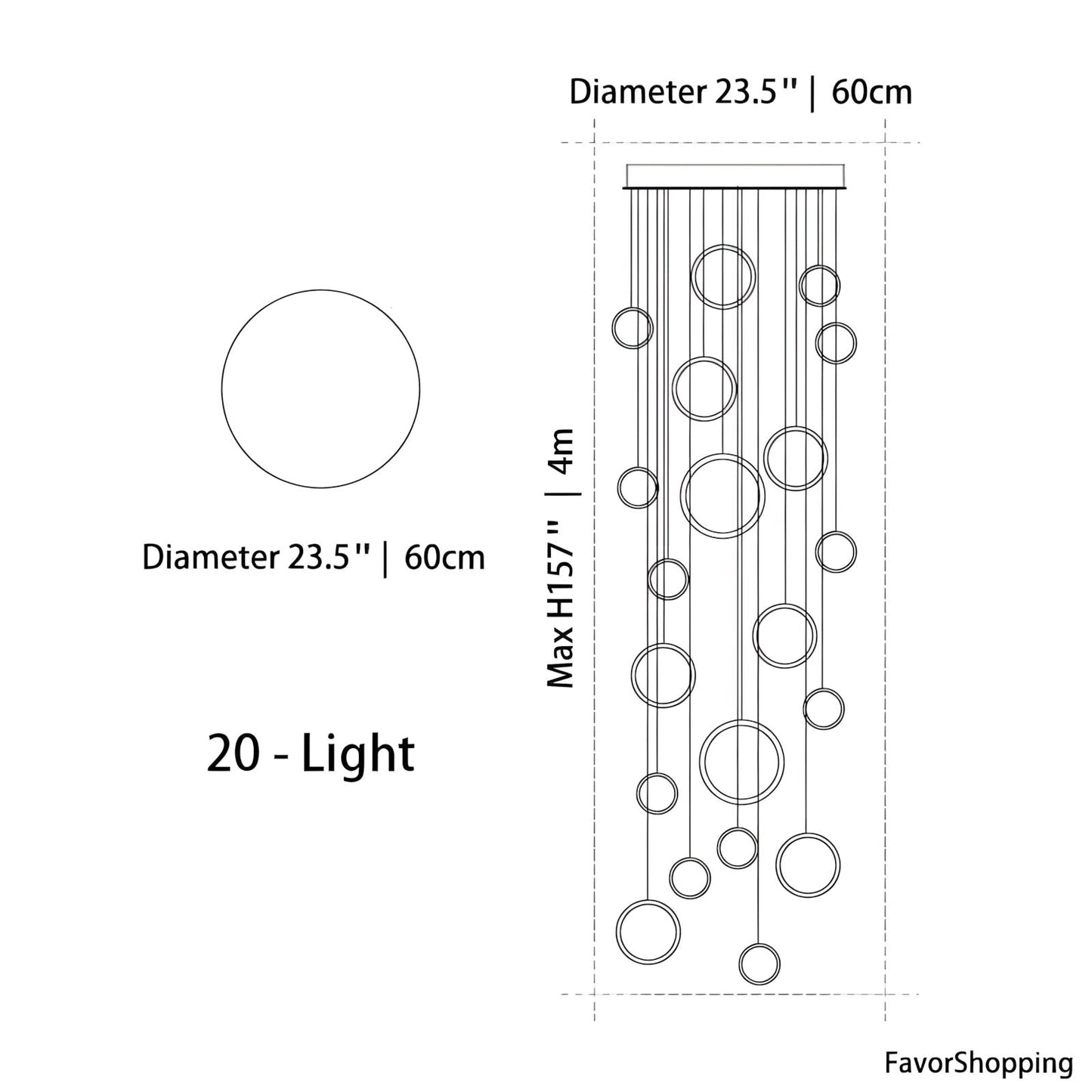 Asymmetrical LED Chandelier