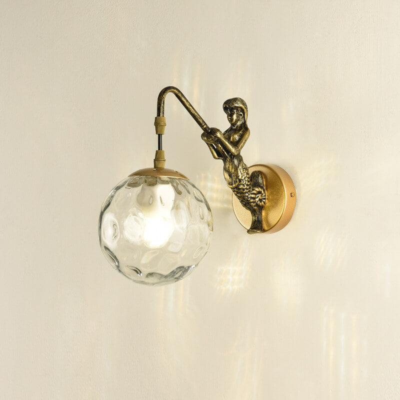 Vintage Mermaid Globe Wall Lamp