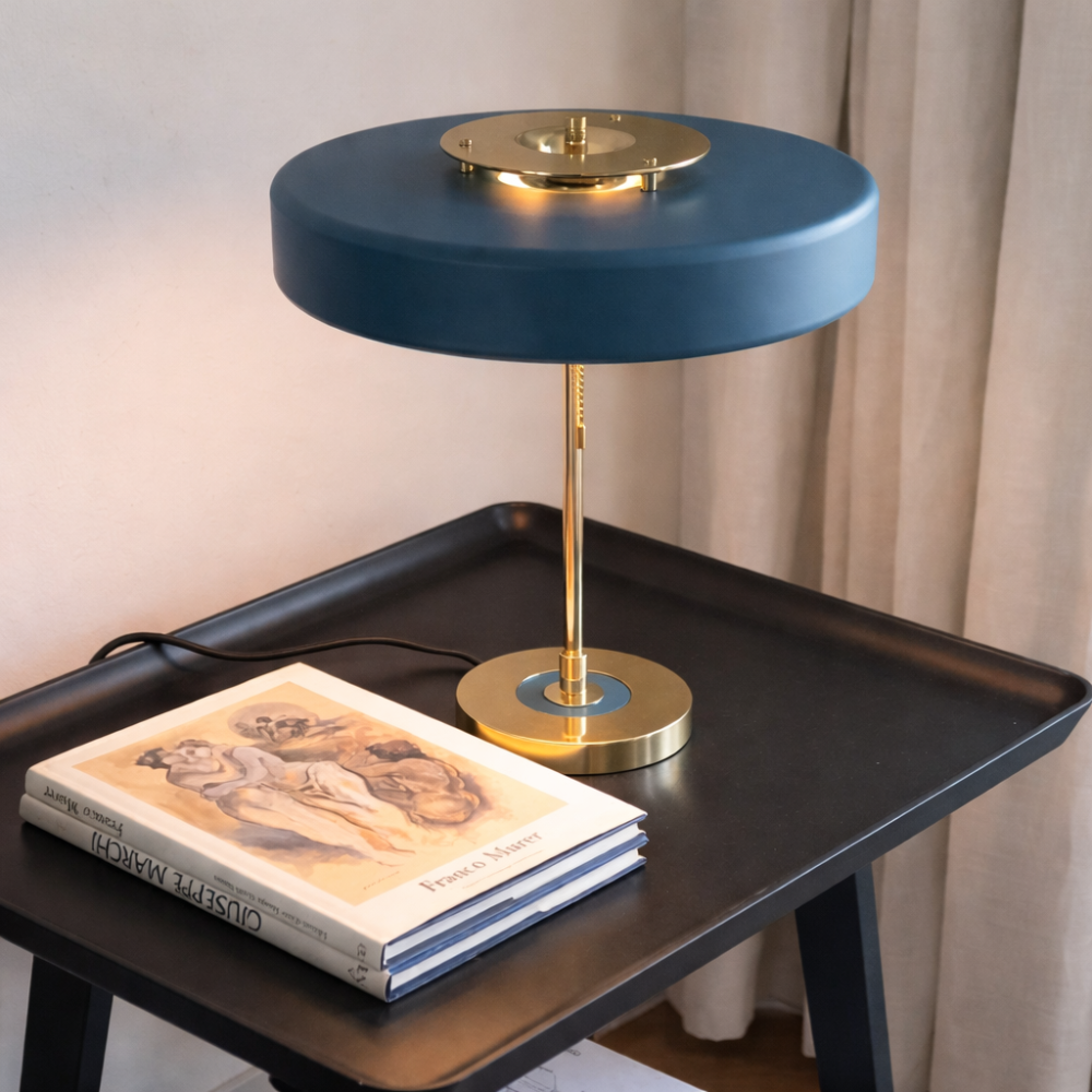 WOMO Mid-Century Round Table Lamp with Pull Chain-WM8009