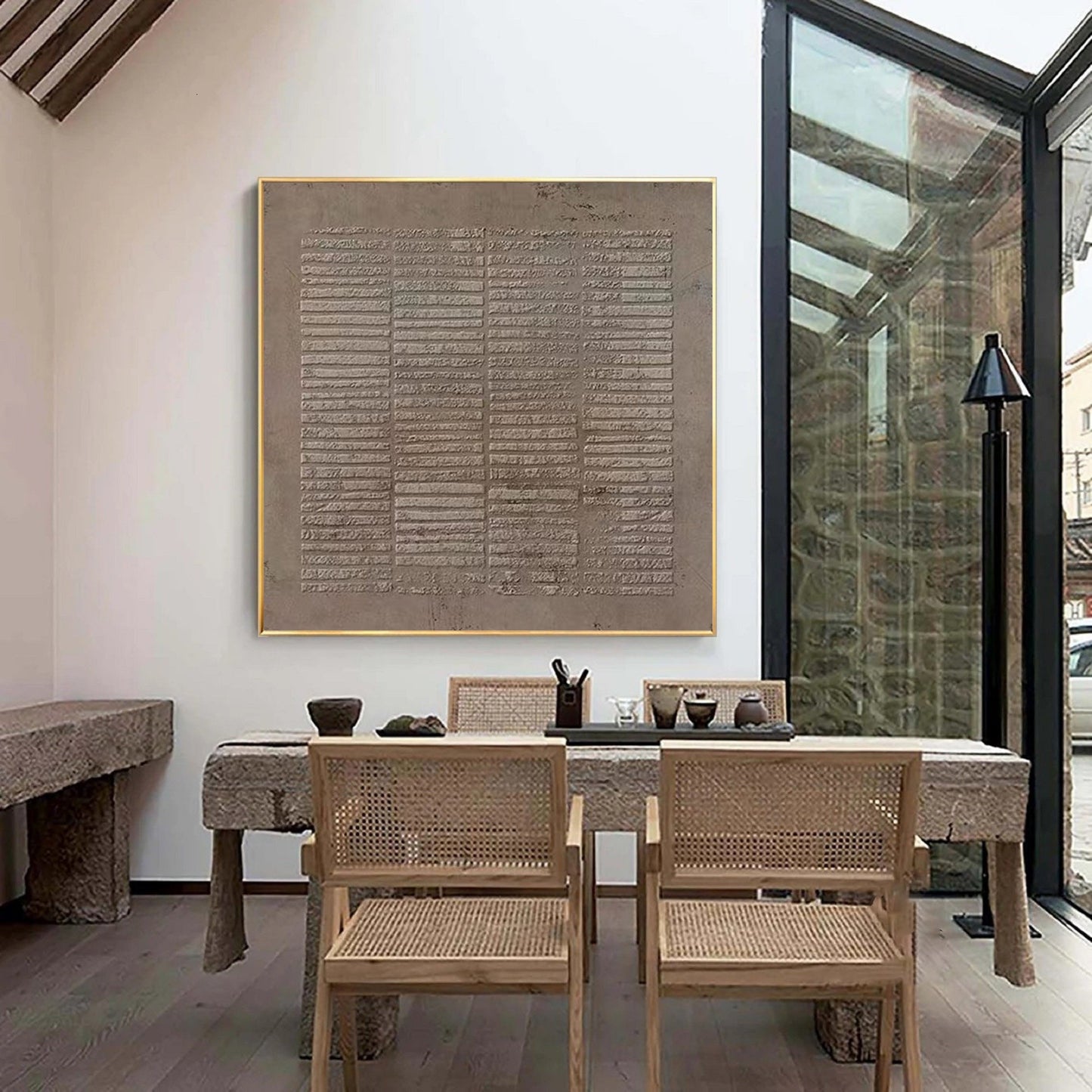 Textured Grid Canvas Painting