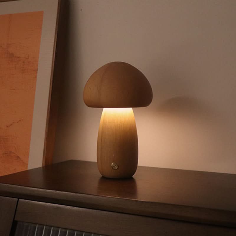 Mini Mushroom Wooden Table Lamp