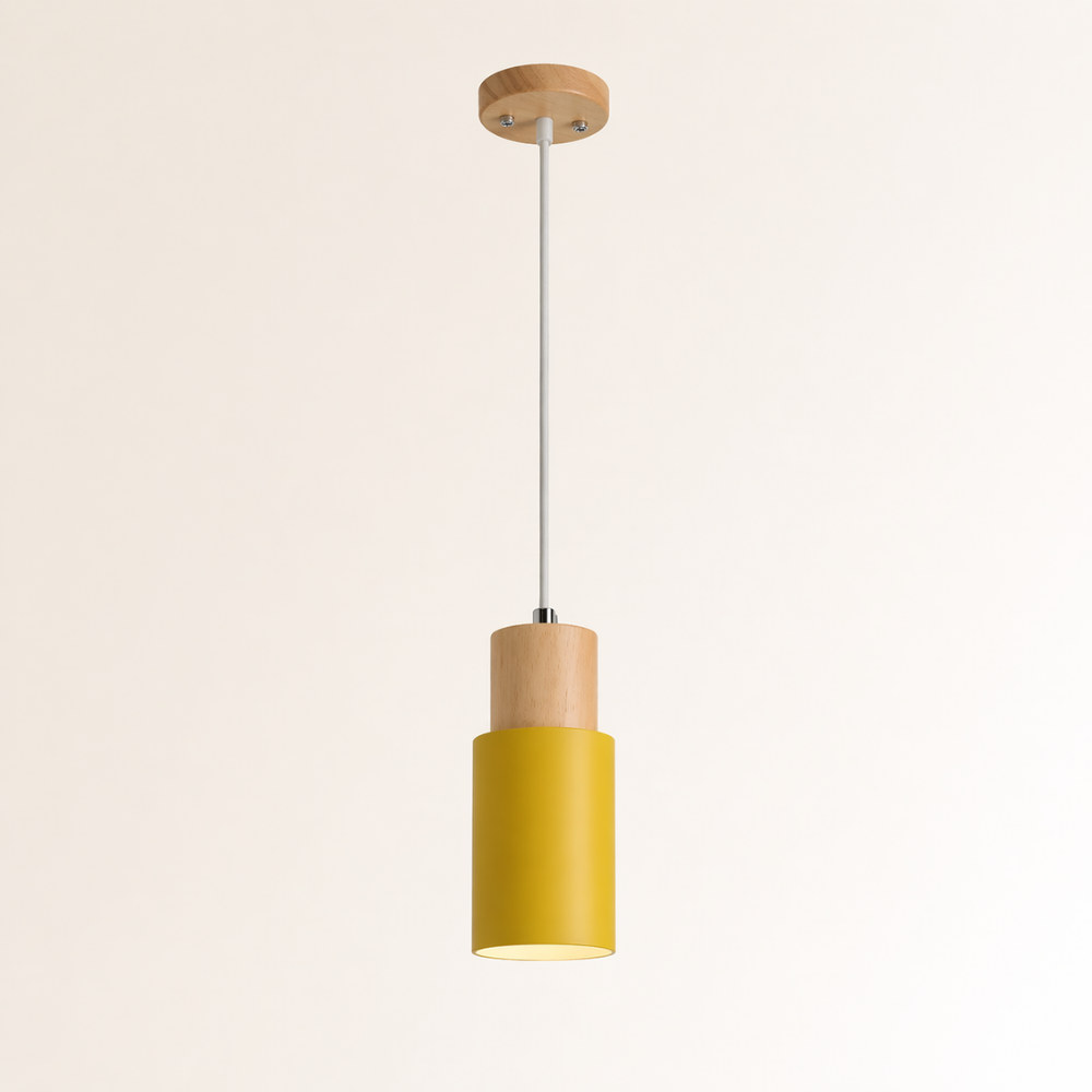 Minimalist Wood Cylinder LED Pendant Light
