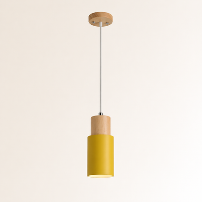 Minimalist Wood Cylinder LED Pendant Light