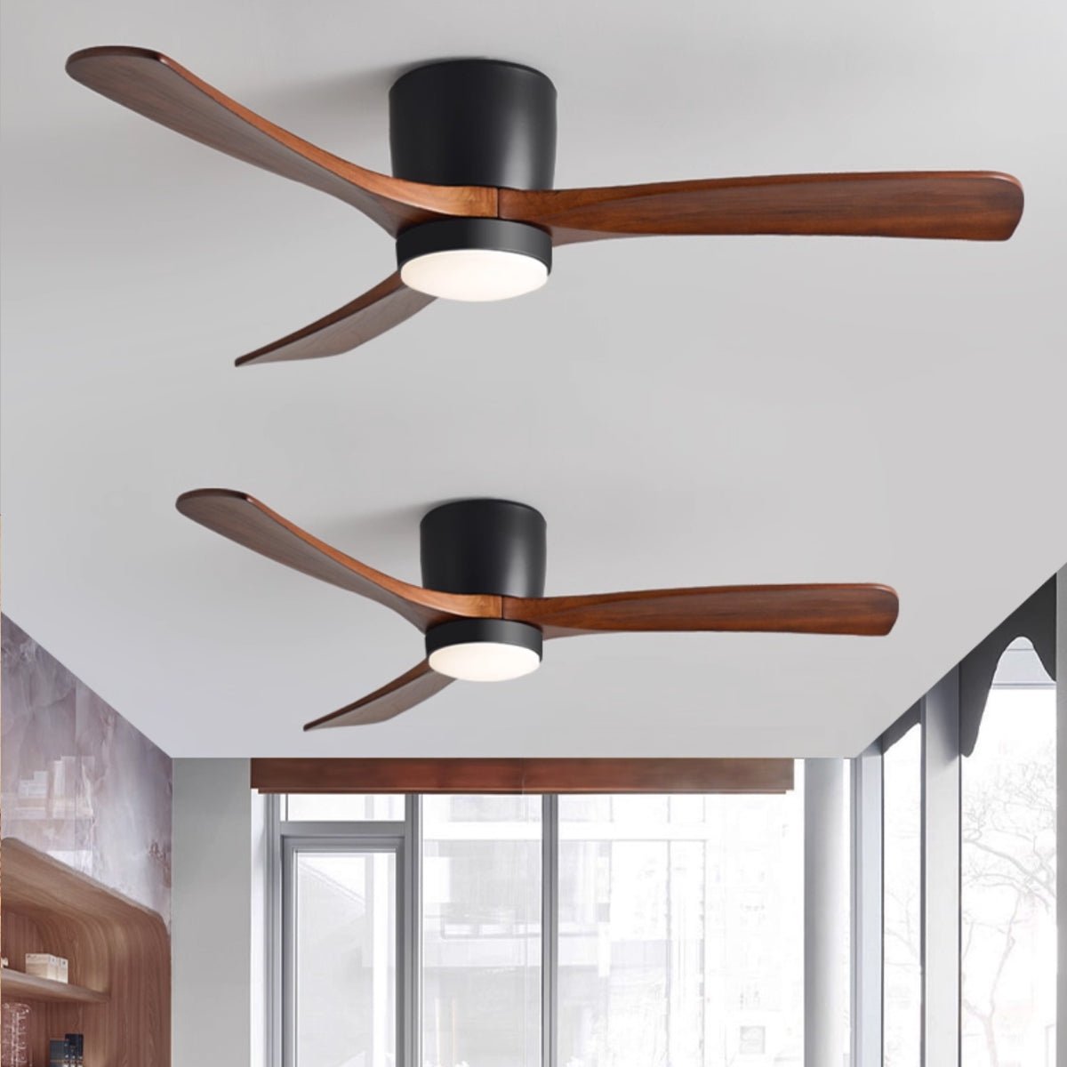 Modern Wooden LED Ceiling Fan Light