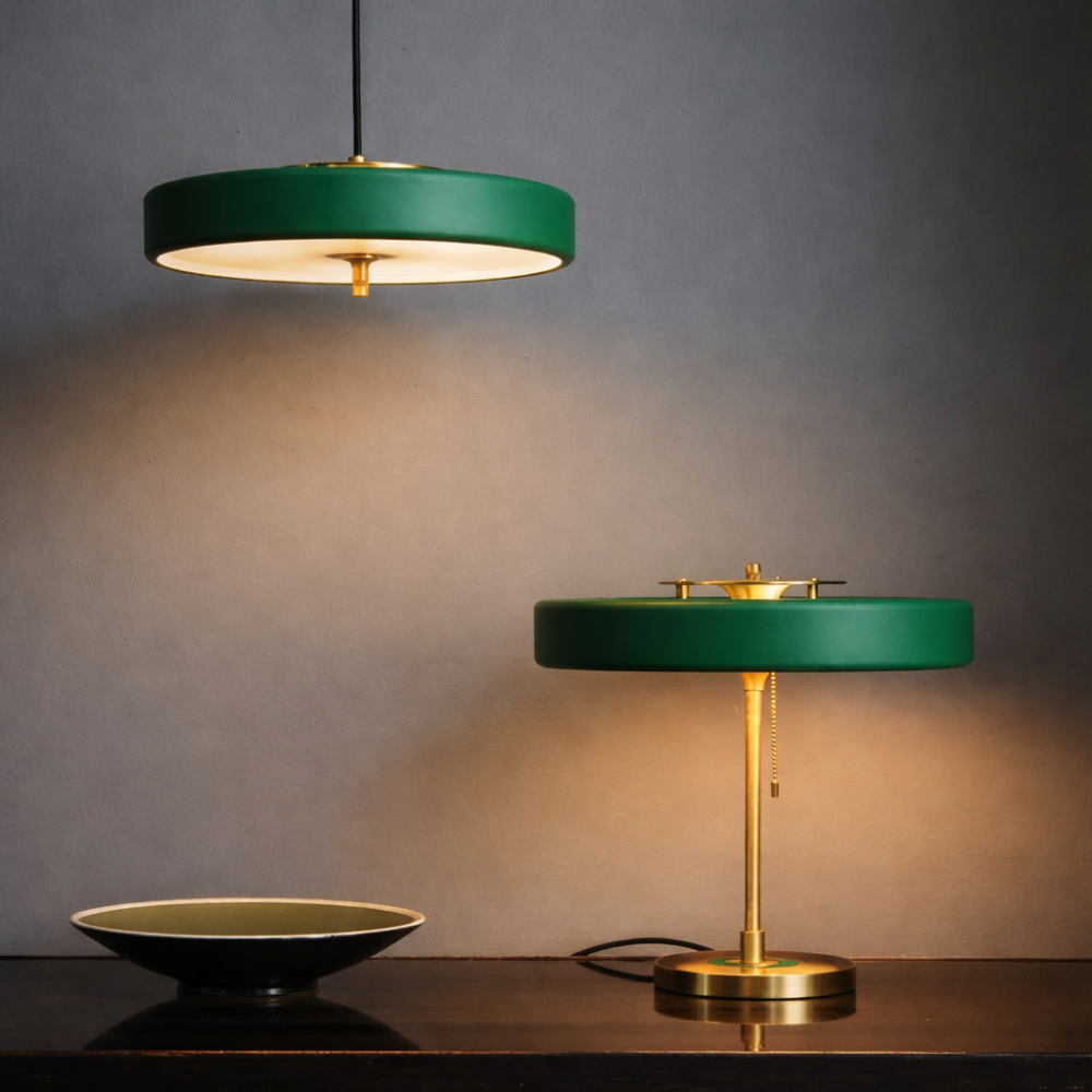 WOMO Mid-Century Round Table Lamp with Pull Chain-WM8009