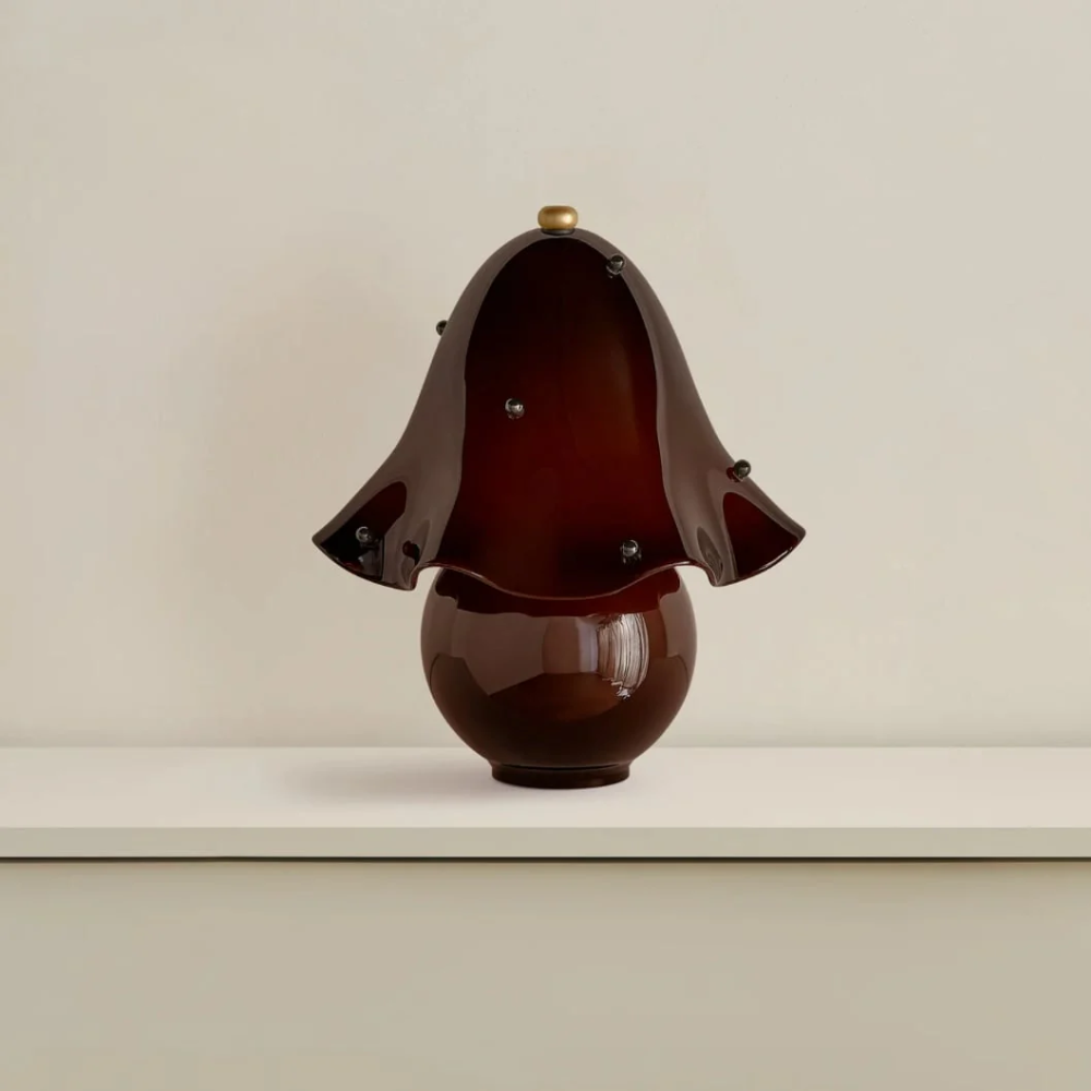 Lumera White Glass Table Lamp with Copper Accent