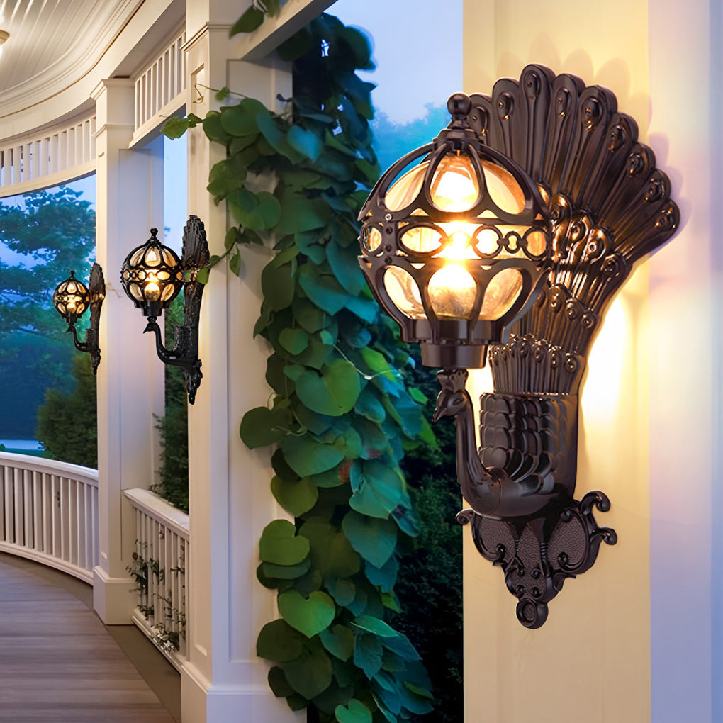 Vintage Peacock Outdoor Wall Light