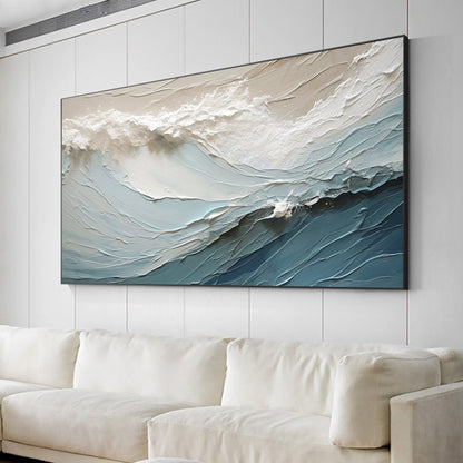Textured Ocean Wave Canvas Painting