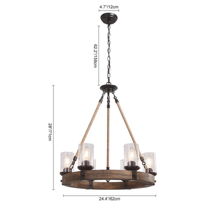 Wood Wagon Wheel Chandelier