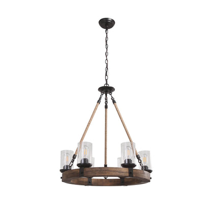 Wood Wagon Wheel Chandelier
