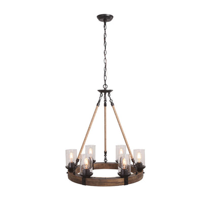 Wood Wagon Wheel Chandelier
