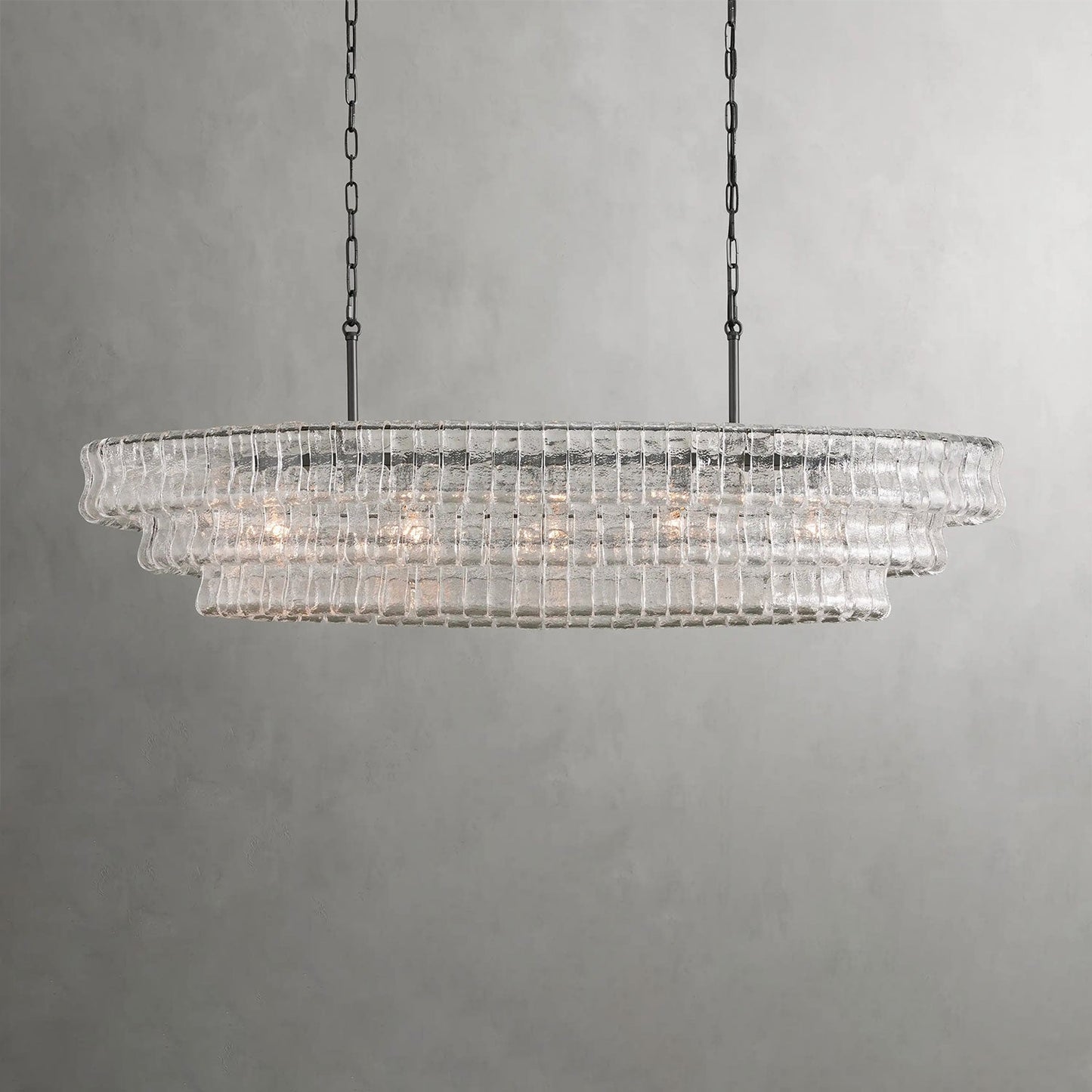 Textured Glass Oval Chandelier