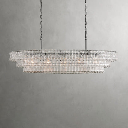Textured Glass Oval Chandelier