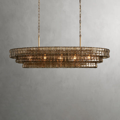 Textured Glass Oval Chandelier