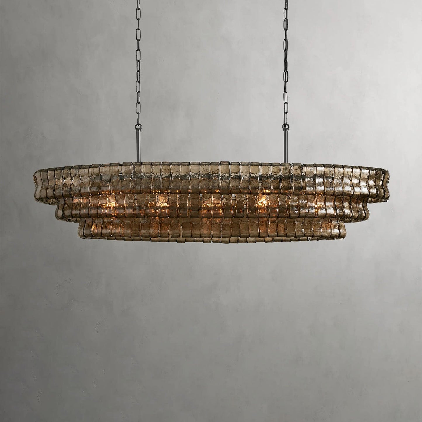 Textured Glass Oval Chandelier