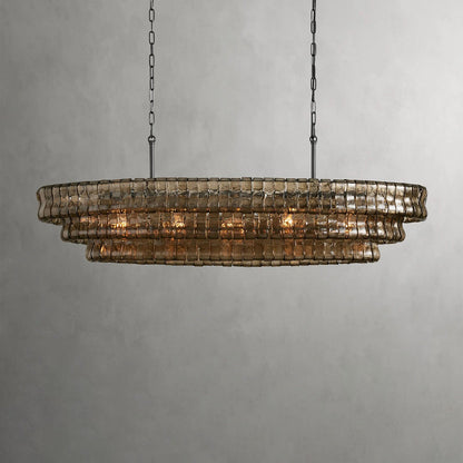 Textured Glass Oval Chandelier