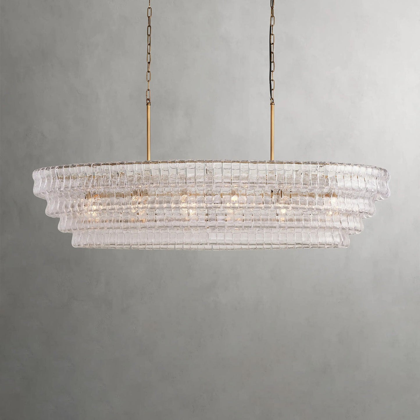 Textured Glass Oval Chandelier