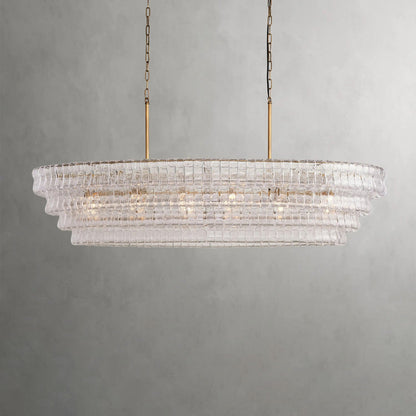 Textured Glass Oval Chandelier