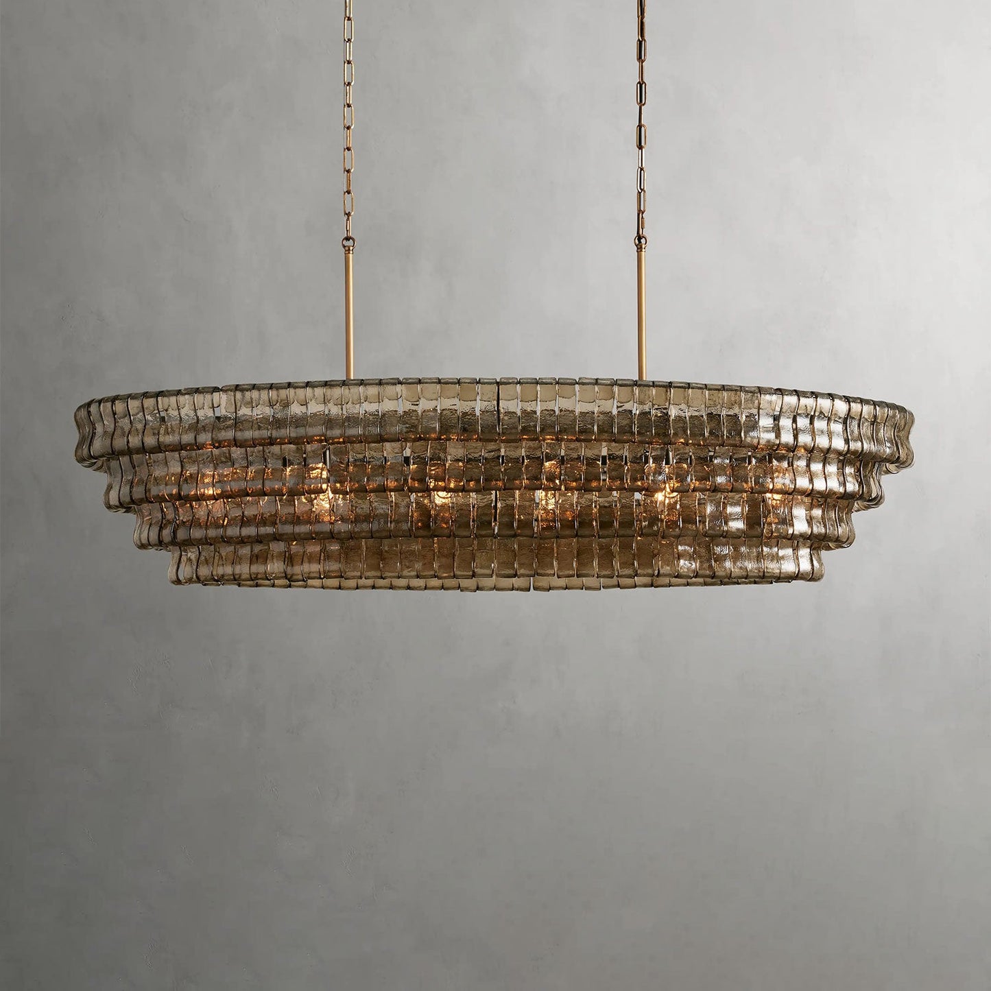 Textured Glass Oval Chandelier