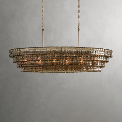 Textured Glass Oval Chandelier