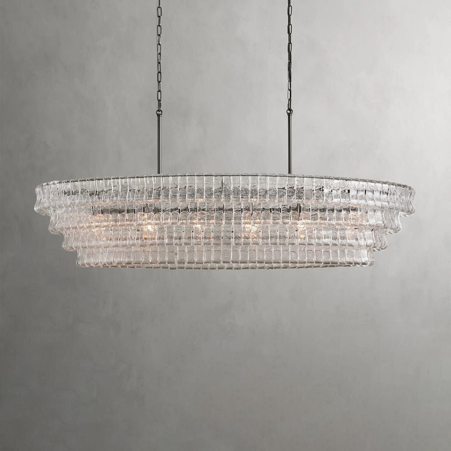 Textured Glass Oval Chandelier
