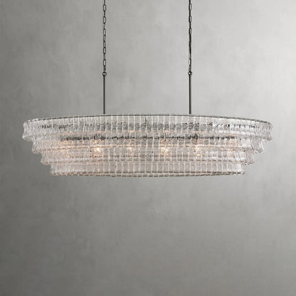 Textured Glass Oval Chandelier