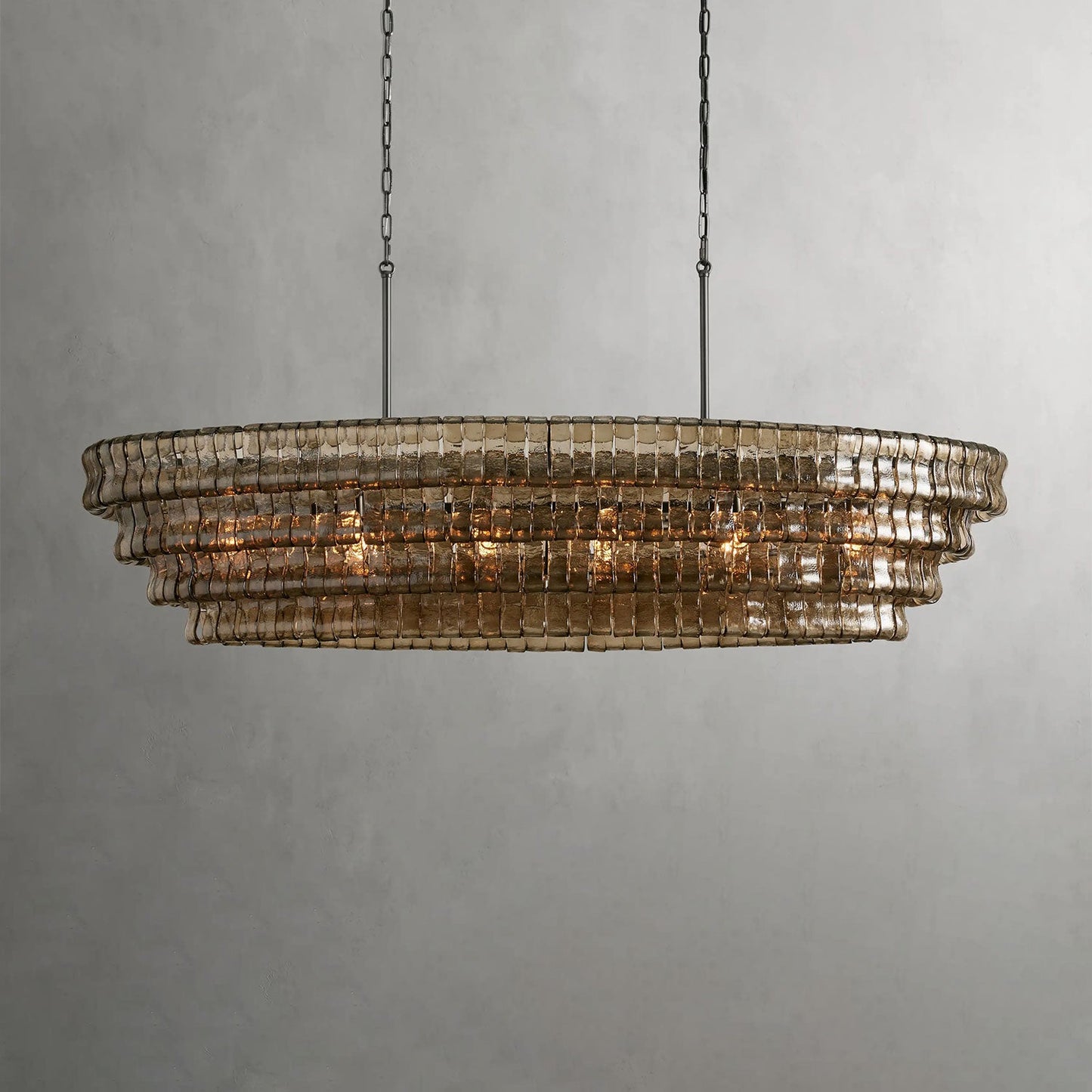 Textured Glass Oval Chandelier