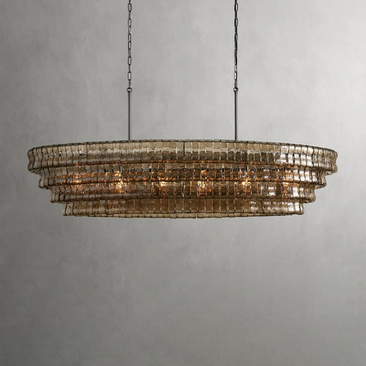 Textured Glass Oval Chandelier