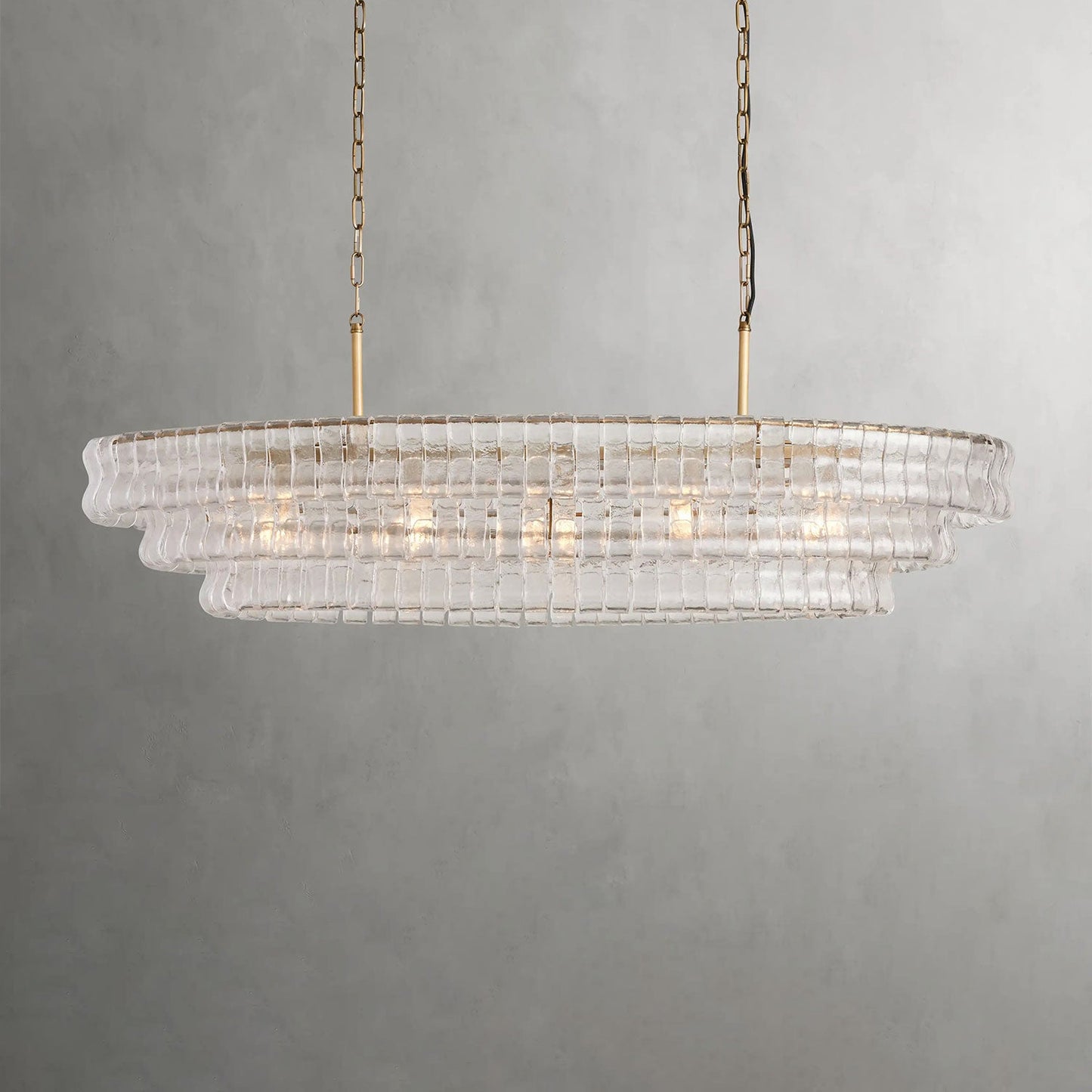 Textured Glass Oval Chandelier
