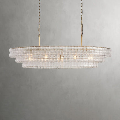Textured Glass Oval Chandelier