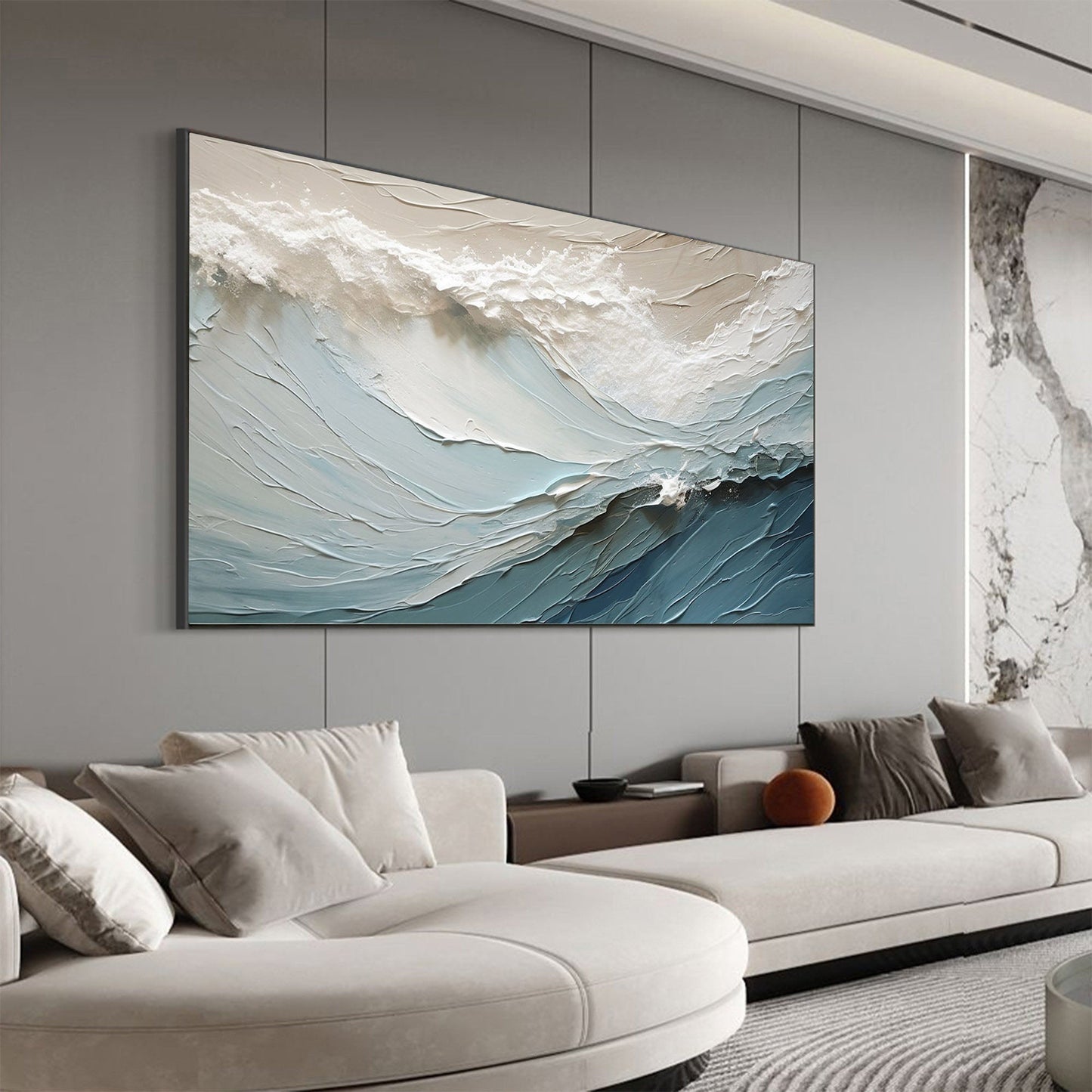 Textured Ocean Wave Canvas Painting