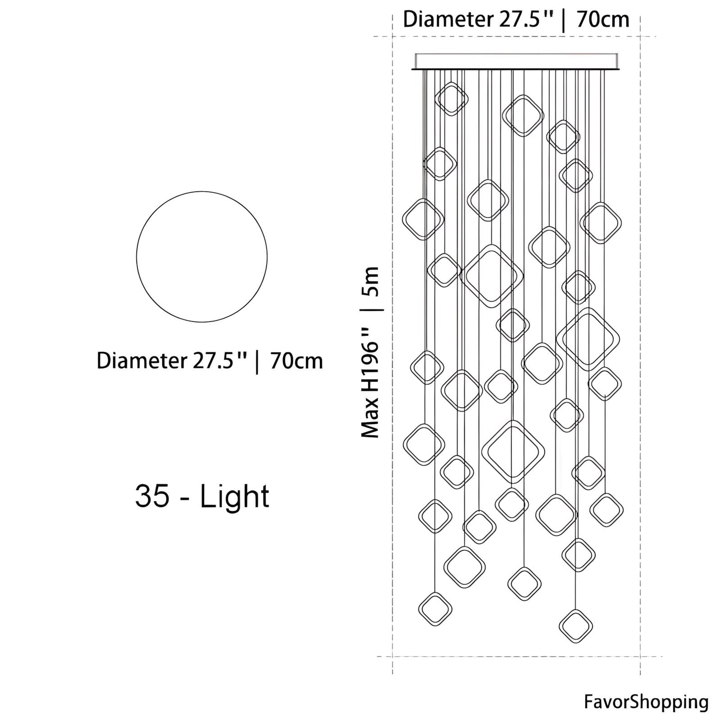 Asymmetrical LED Chandelier