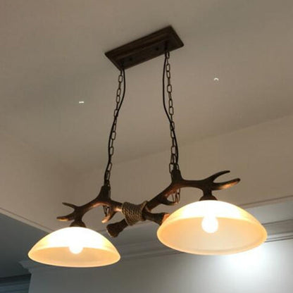 Rustic Antler Double Pendant Ceiling Light