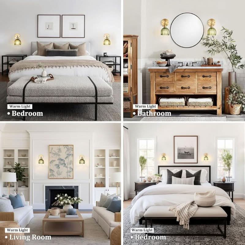 Vintage Brass and Glass Wall Light