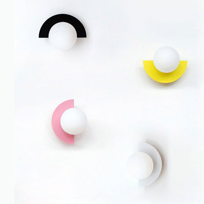 Modern Colorful Globe Wall Lamp with Semi-Circle Accent