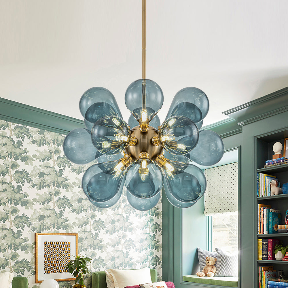 Blue Glass Bubble Chandelier